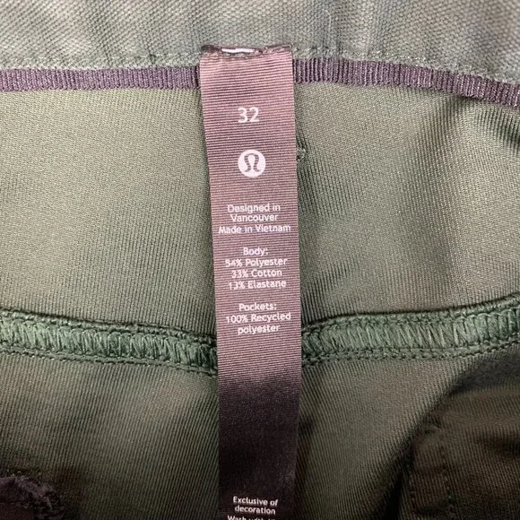 Lululemon Men Pants 32 Green Jeans ABC Skinny-Fit Utilitech Tapered 32x34 M5AD0S - Picture 4 of 10
